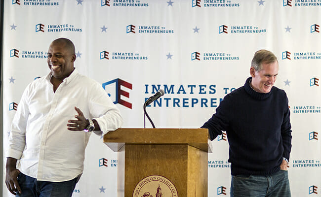 Brian Hamilton and co-chair AJ Ware present on the power of entrepreneurship at Brooklyn College. 