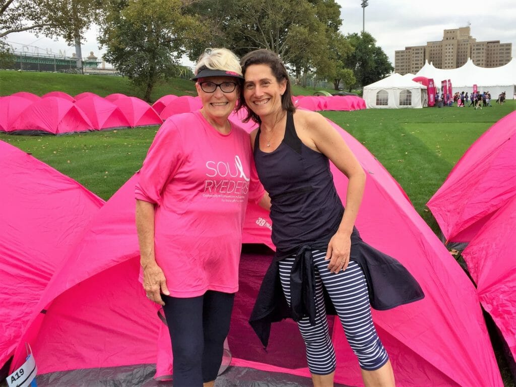 Volunteers join Sandy Samberg in spending the night in tents while participating in the two-day, 39-mile Avon Walk for Breast Cancer./ Courtesy Sandy Samberg