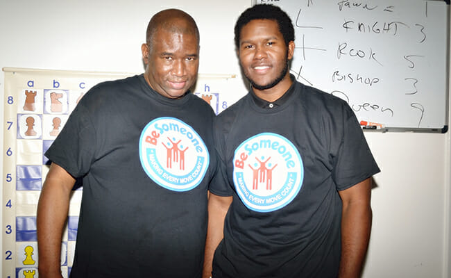 Orrin Hudson with Be Someone participant Dontavious Jones.