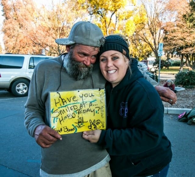 Melissa Mayne shares some smiles with Dave, a man who has been on hard times since his wife passed away./Courtesy Melissa Mayne 