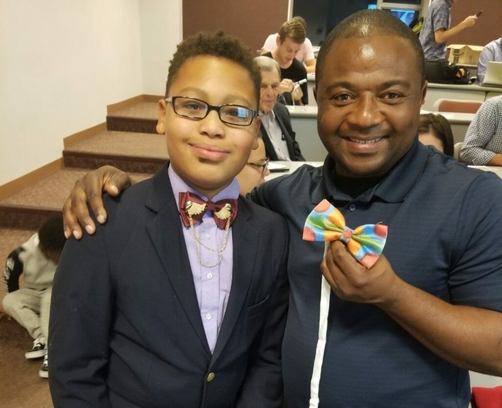 Build-A-Bow founder, Alex Hart-Upendo, hosting a free workshop at the University of Wisconsin-Milwaukee teaching students how to design bows for children battling cancer.