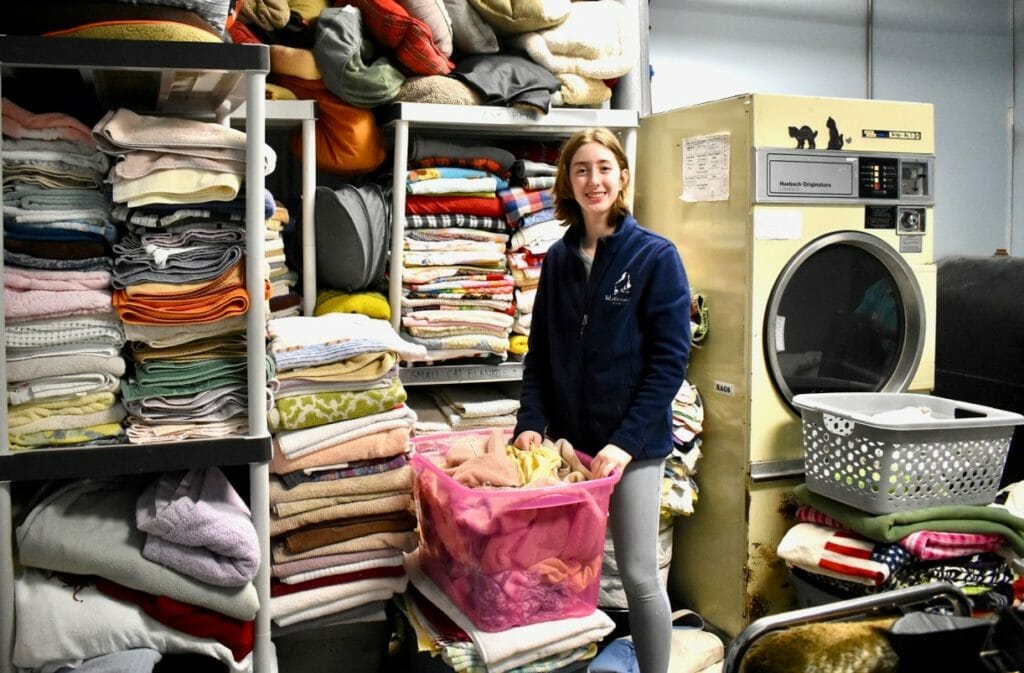 Blake Austin has many volunteer roles at the shelter including laundry room helper./Courtesy Blake Austin