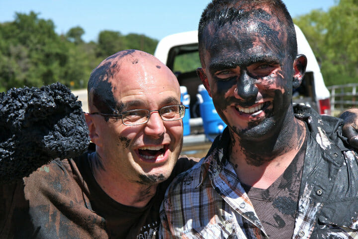 SSgt. Ethan Elkins is one of about 550 annual volunteers serving with The Dyess We Care Team. Pictured here losing the first Dyess We Care Team Ultimate Paint Fight.