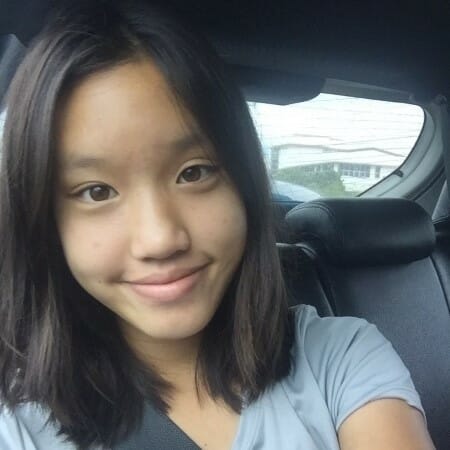 Selfie of a girl in a car.